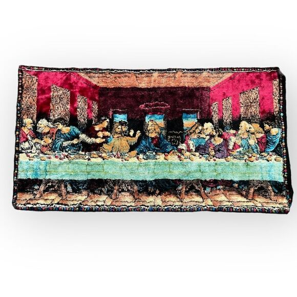 Vintage Last Supper Wall Rug Lord's Supper based on Da Vinci's painting 218 - Picture 1 of 5